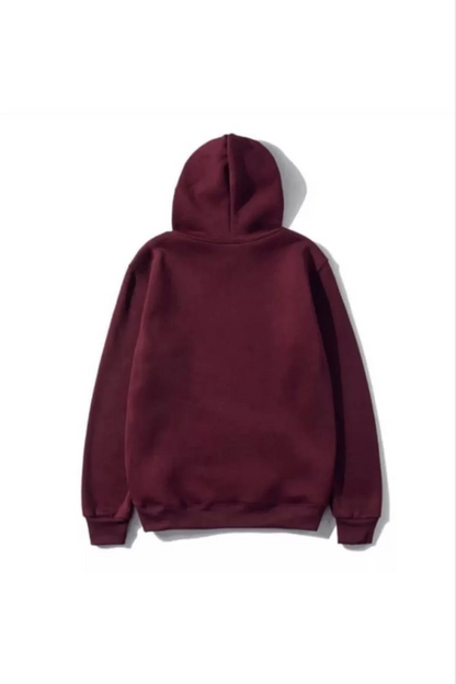 3 İplik Şardonlu Kapüşonlu Sweatshirt - Bordo