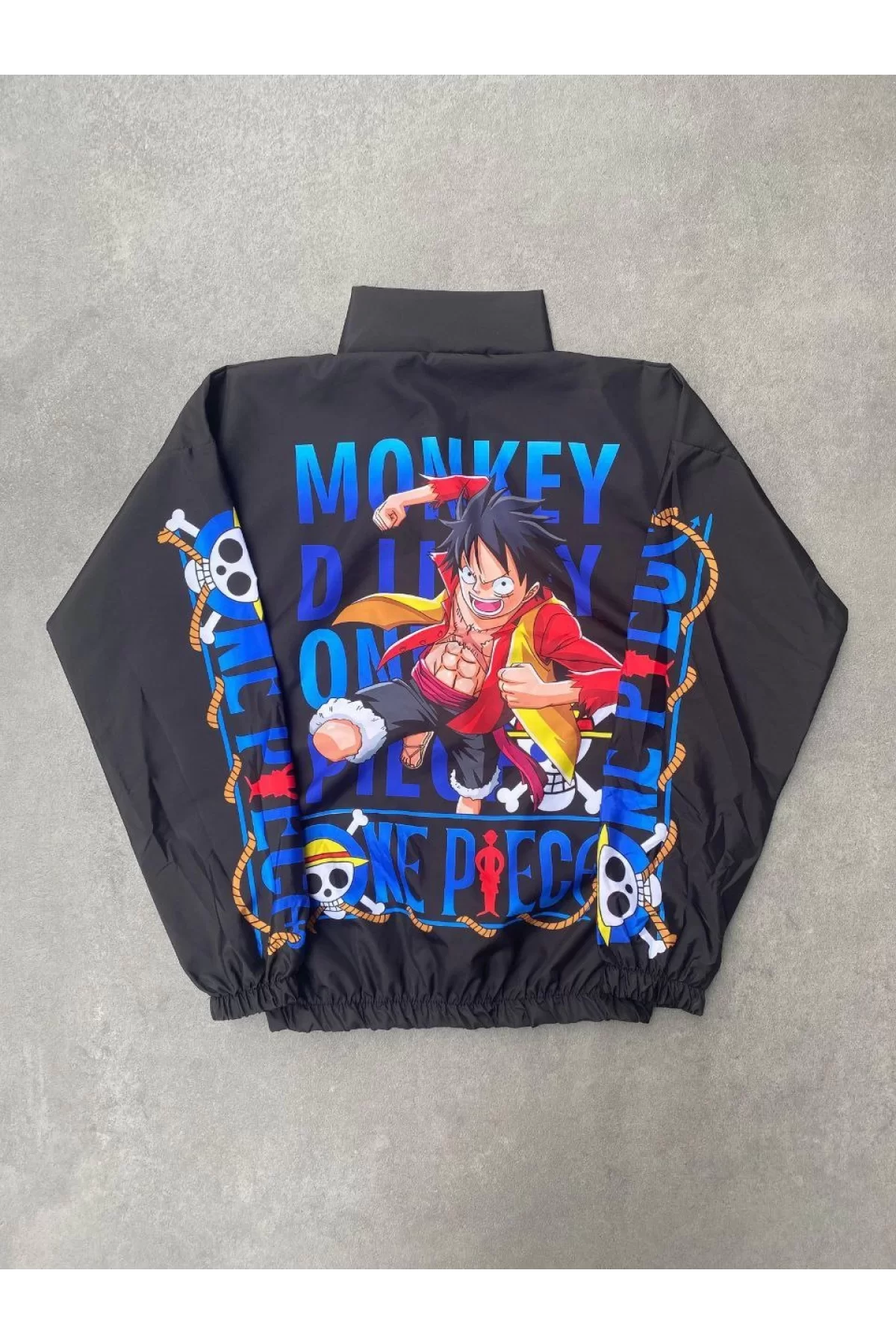 OnePiece Monkey Dijital Baskılı Rüzgarlık - Siyah