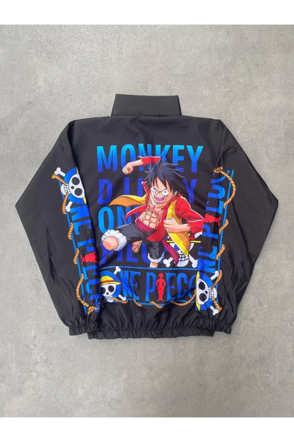 OnePiece Monkey Dijital Baskılı Rüzgarlık - Siyah