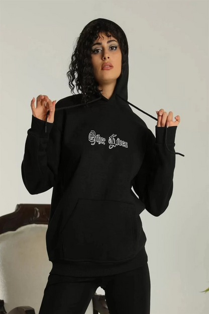 3 İplik Other Lives Baskılı Kapüşonlu Sweatshirt - Siyah